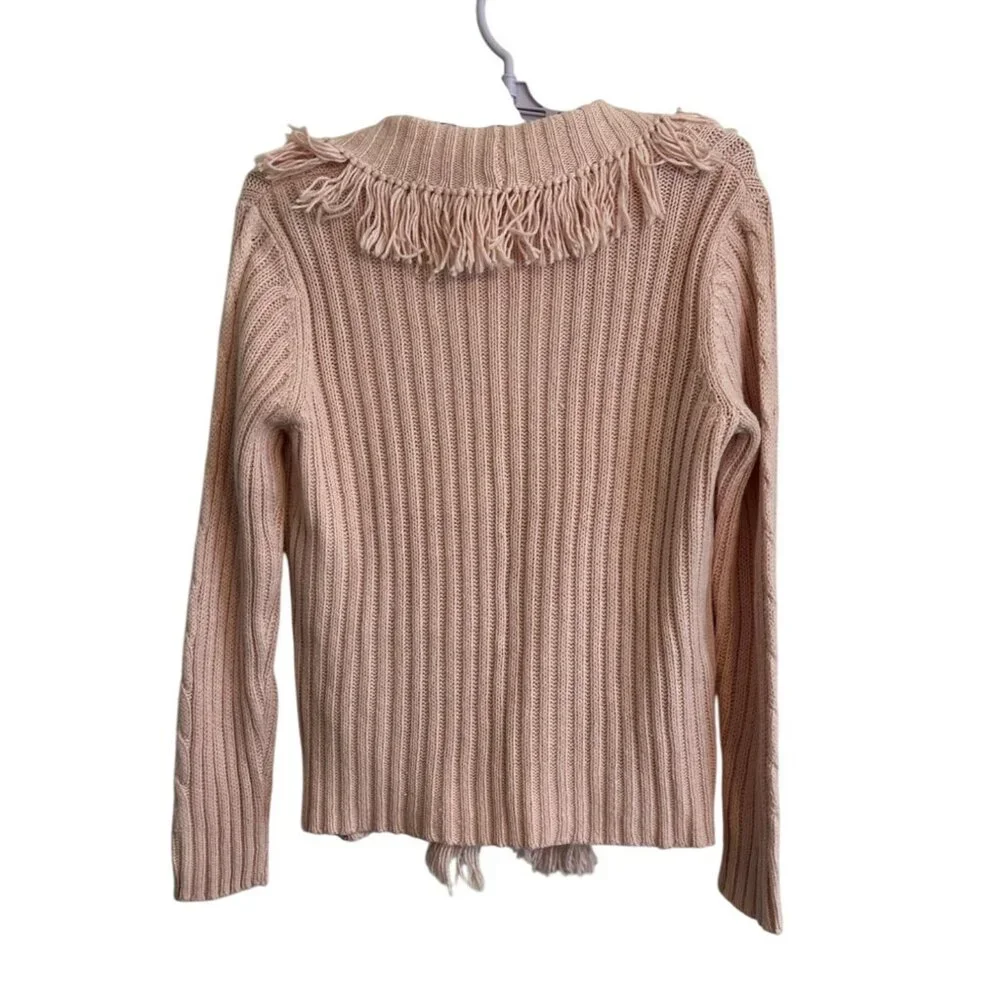 Liz Claiborne Women's Wicked Pink Coquette Fringe Fairy Cardigan SZ Large - Picture 2 of 8